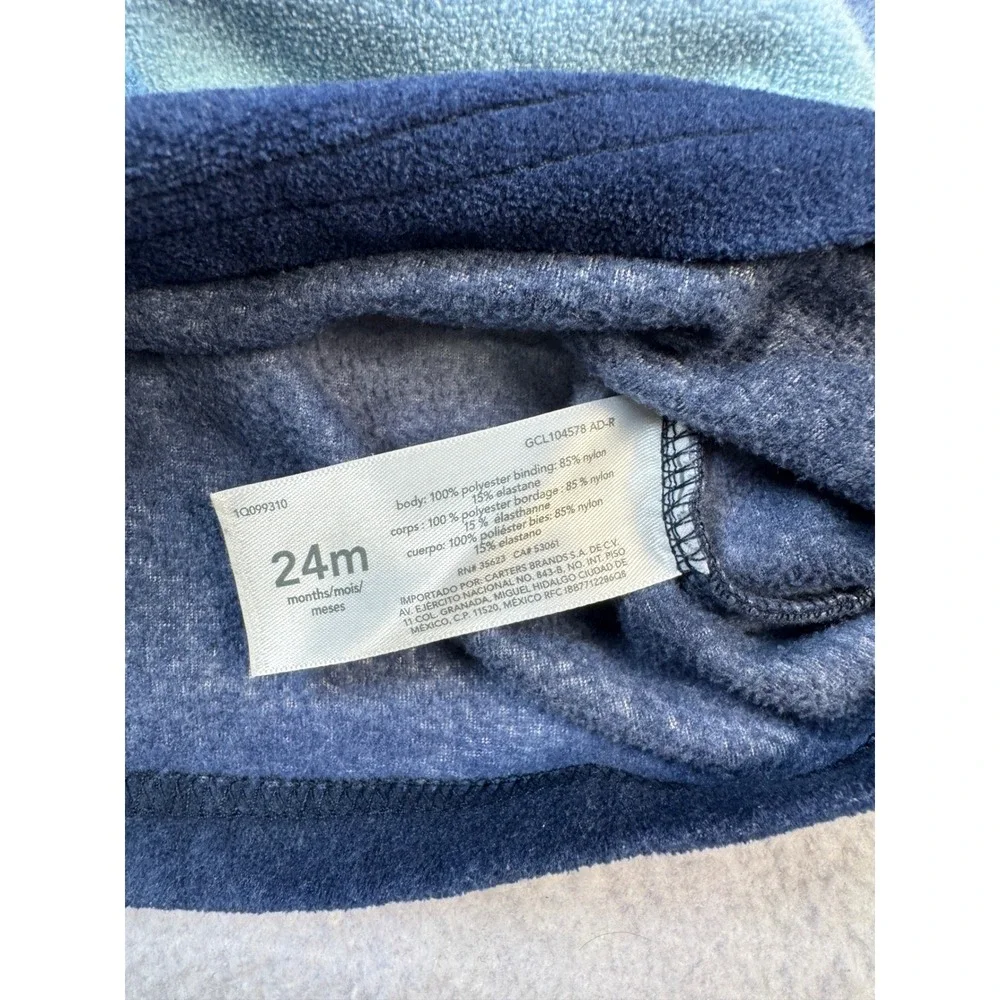 OshKosh Bgosh Toddler Boys 24M Blue Ombre Stripe Quarter Zip Fleece Pullover
